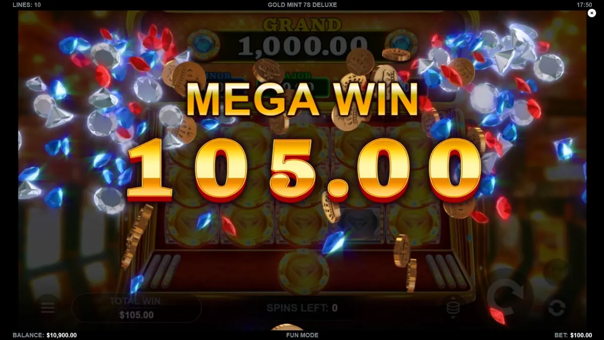 Tampilan visual slot Gold Mint 7s Deluxe dengan simbol angka 7 emas dan permata
